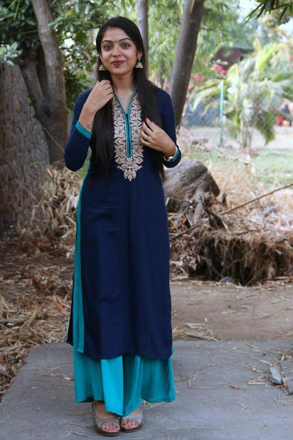 Tamil Actress Varsha Bollamma Latest Photos Shoot In Blue Dress 3